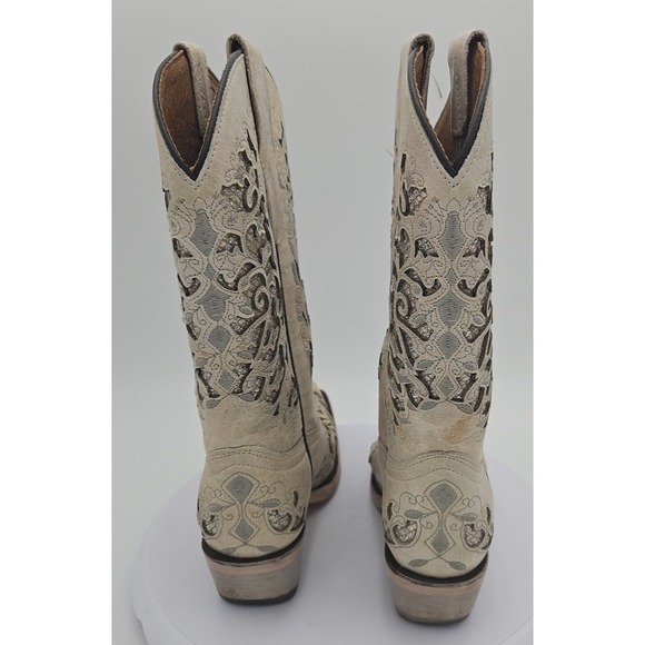 Corral T0021 Cream Glitter Inlay Snip Toe Boots Youth Toddler Wedding Sz 2T *EUC - Picture 5 of 15